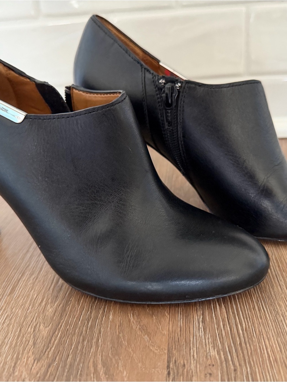 Black Leather Women's Ankle Booties